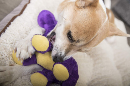 goDog Dinos Bruto Squeaky Plush Dog Toy - Chew Guard Technology - Purple - Small