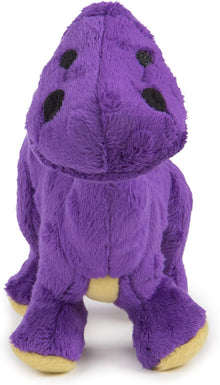 goDog Dinos Bruto Squeaky Plush Dog Toy - Chew Guard Technology - Purple - Small