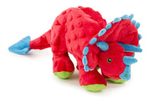 goDog Dinos Frills Squeaky Plush Dog Toy - Chew Guard Technology - Red - Large