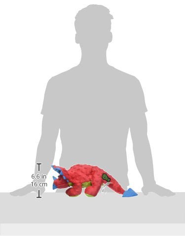 goDog Dinos Frills Squeaky Plush Dog Toy - Chew Guard Technology - Red - Large
