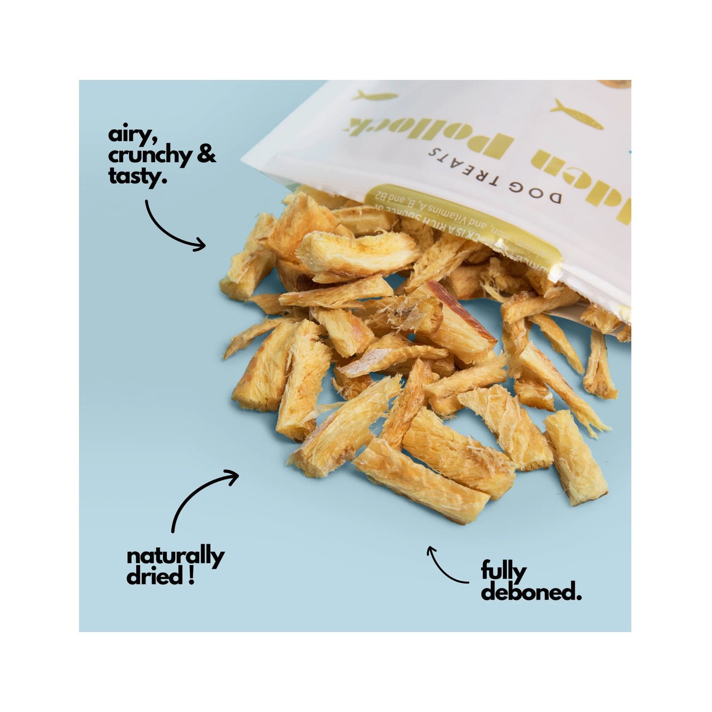 Golden pollock dog treats wild caught Alaskan pollock 3oz dog treats