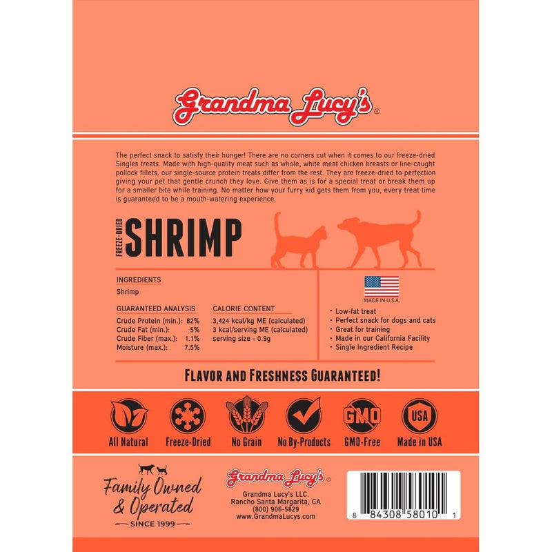 Grandma Lucy's Freeze - Dried Single Ingredient Treats, Shrimp, 0.65 oz - baked dog treats - 884308580101