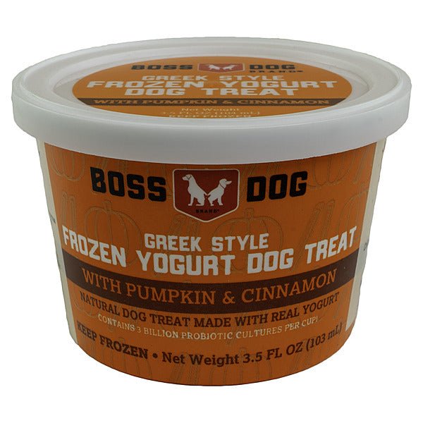 Greek style frozen pet treat pumpkin and cinnamon