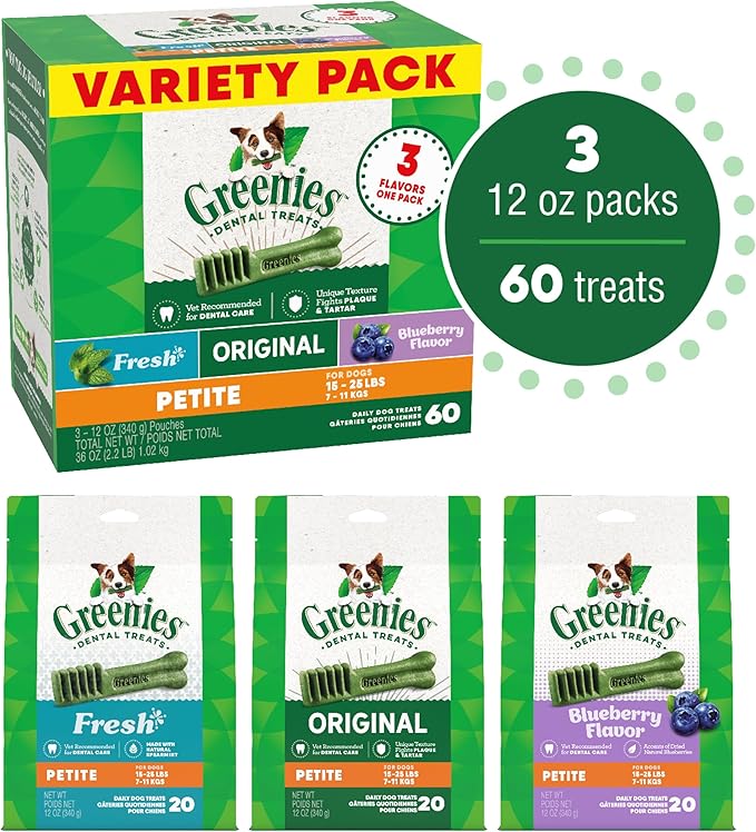 Greenies dental treats variety pack petite dog dental treats 36oz