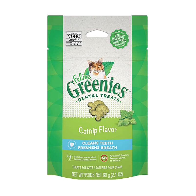 Greenies Feline Adult Natural Dental Care Cat Treats - Catnip Flavor - 2.1 oz Pouch - cat treat - 642863111365