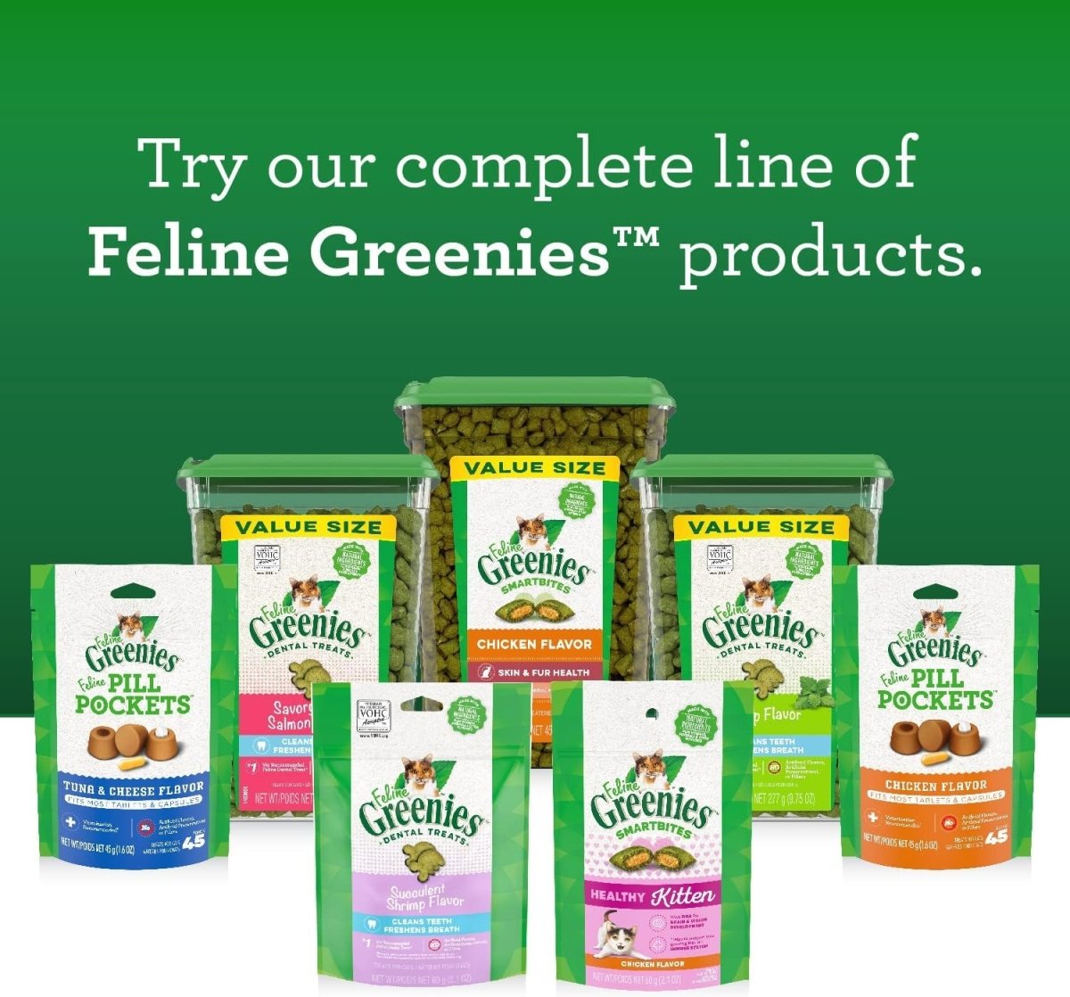 Greenies Feline Adult Natural Dental Care Cat Treats - Oven Roasted Chicken - 2.1oz Pouch - cat treat - 642863111303