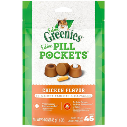 Greenies Feline Pill Pockets For Cat Natural Soft Cat Treats - Chicken Flavor - 1.6 oz. - pill pocket - 642863021411