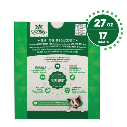 Greenies Original Large Natural Dental Care Dog Treats, 27 Oz. Pack (17 Treats)
