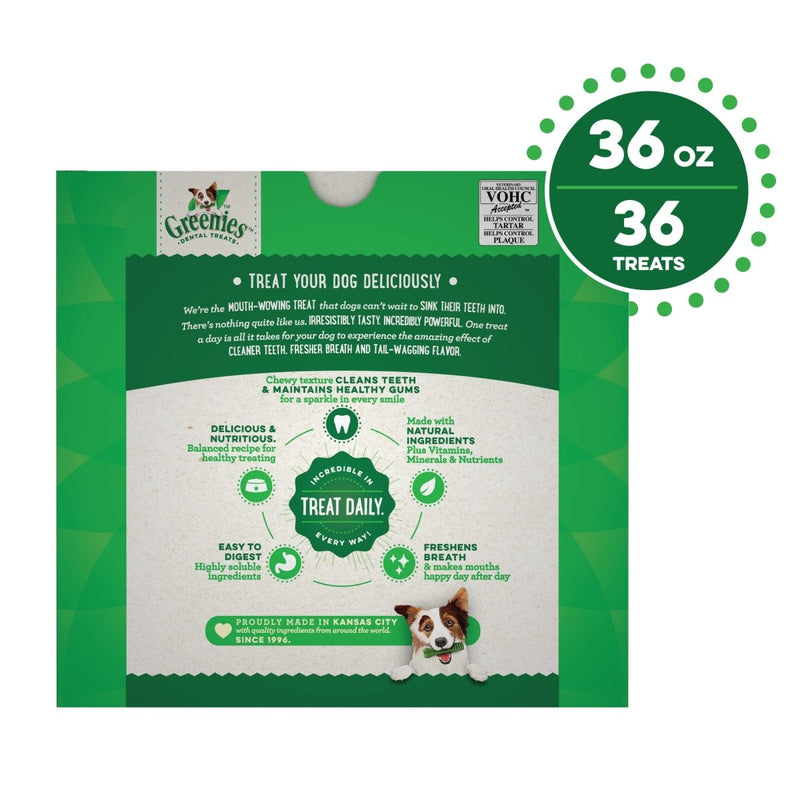 Greenies Original Regular Natural Dog Dental Care Chews Oral Health Dog Treats - 36 count - 642863101045