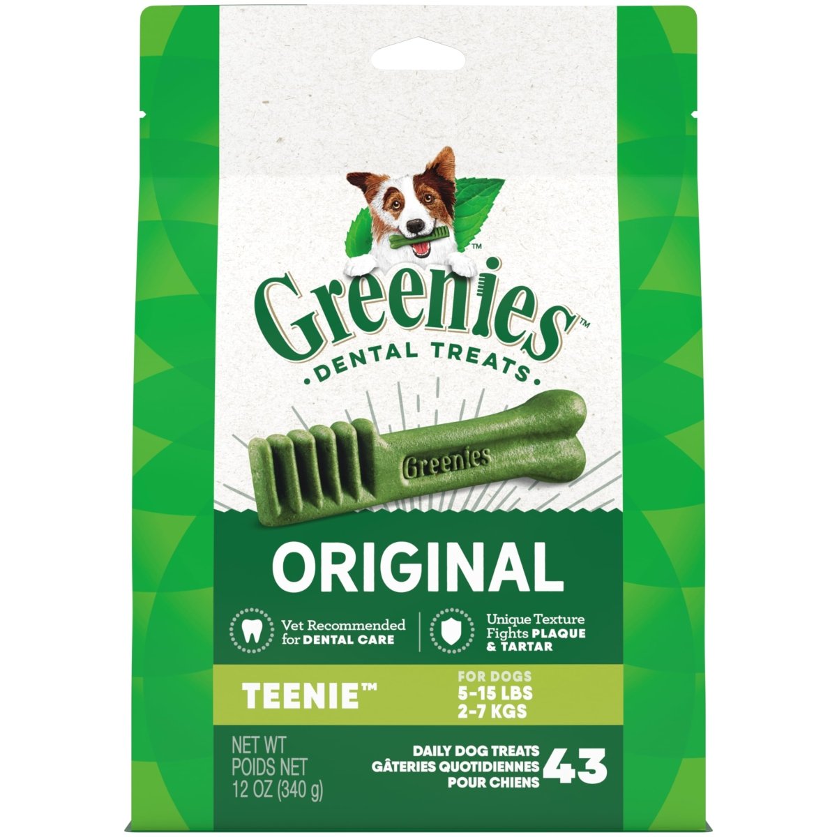 Greenies Original Teenie Natural Dental Care Dog Treats - 12 oz - 43 Counts - 642863041310