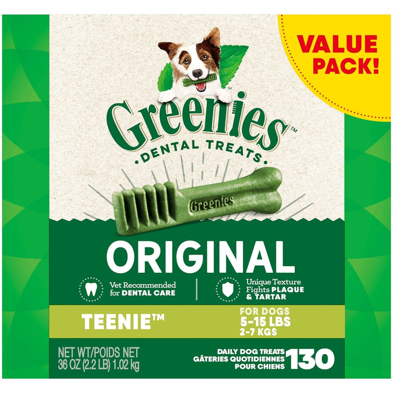 Greenies Original Teenie Natural Dental Care Dog Treats - 36 oz 130 Counts - 642863101007