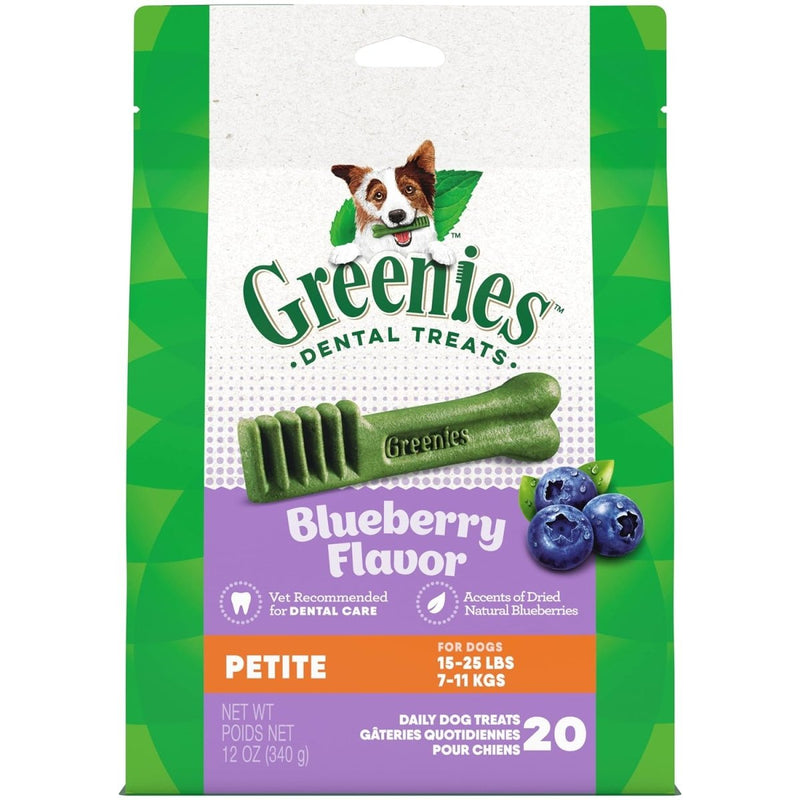 Greenies Petite Natural Dental Care Dog Treats Blueberry Flavor - 12 oz - 20 Counts - dental dog chews - 642863104800