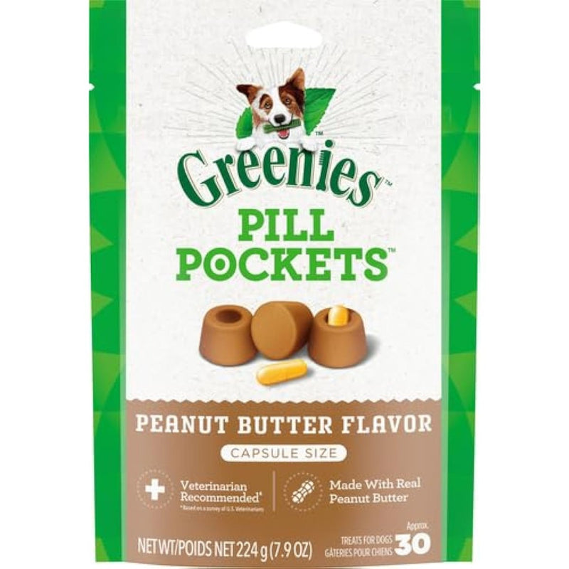 Greenies Pill Capsule Size Natural Soft DogTreats with Real Peanut Butter - 7.9 oz. 30 Treats - pill pocket - 642863101281