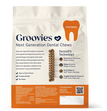 Groovies Original Medium Chicken Flavor Dental Dog Chews, 10 count