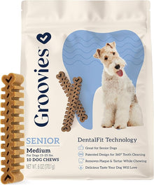 Groovives senior dental fit technology - medium 10 dog chews