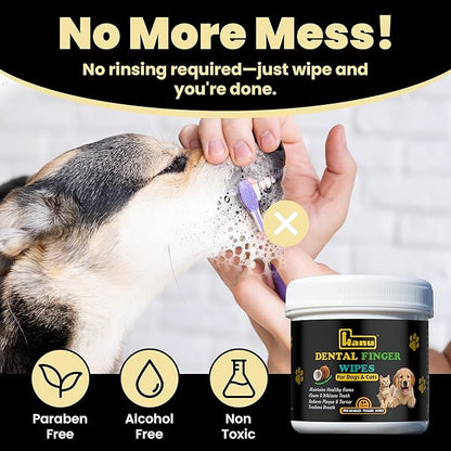 Hanu dental finger wipes dogs and cats 50 pre soaked wipes