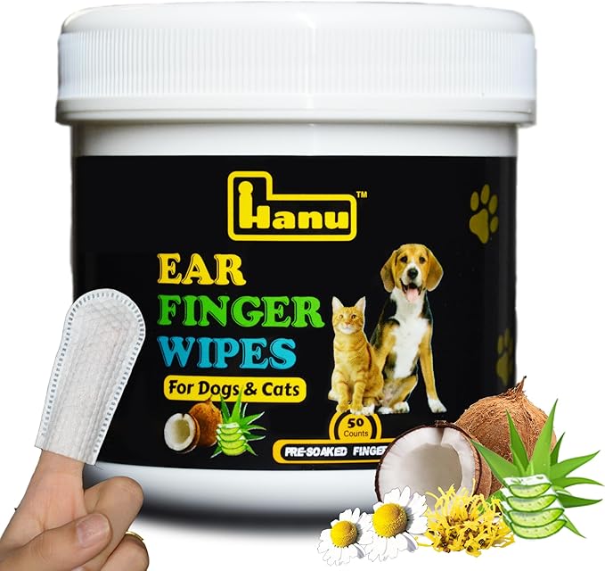 Hanu ear finger wipes dogs and cats 50 pre soaked wipes