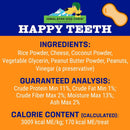 Happy Teeth Natural Cheese Dog Chews | Peanut Butter Flavor | Dental Chew | Protein Rich | Gluten Free - Lactose Free - Wheat Free - Soy Free | 2 Happy Teeth Chews per Resealable Pouch - dental dog treats - 857164007471