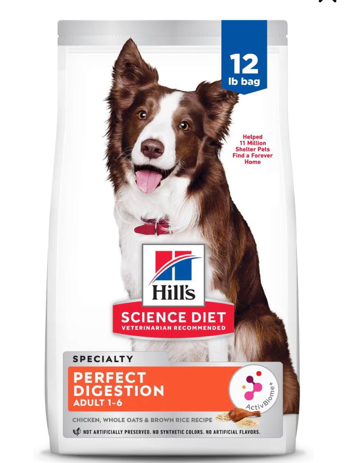 Hill's Science Diet Adult Perfect Digestion Chicken, Brown Rice, & Whole Oats Recipe Dry Dog Food, 12 - lb bag 605509