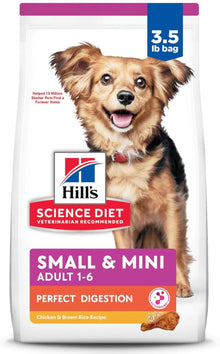 Hill's Science Diet Adult Perfect Digestion Small & Mini Dog Food, Chicken & Brown Rice Recipe, Dry, 3.5 lb
