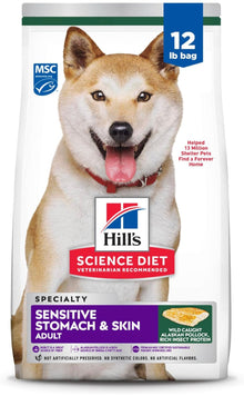 Hill's Science Diet Adult Sensitive Stomach & Sensitive Skin Pollock Meal, Barley & Insect Meal Recipe Dry Dog Food, 12 - lb bag 607731