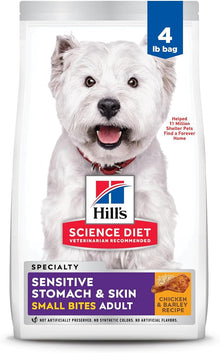 Hill's Science Diet Adult Sensitive Stomach & Sensitive Skin Small Bites Dry Dog Food, Chicken Recipe, 4 - lb bag