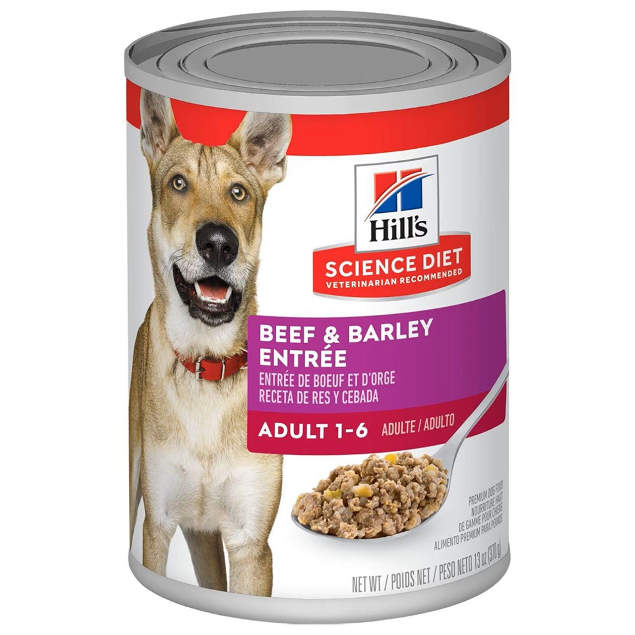 Hills science diet beef & barley entree adult 1 - 6 wet canned dog food 13.2oz