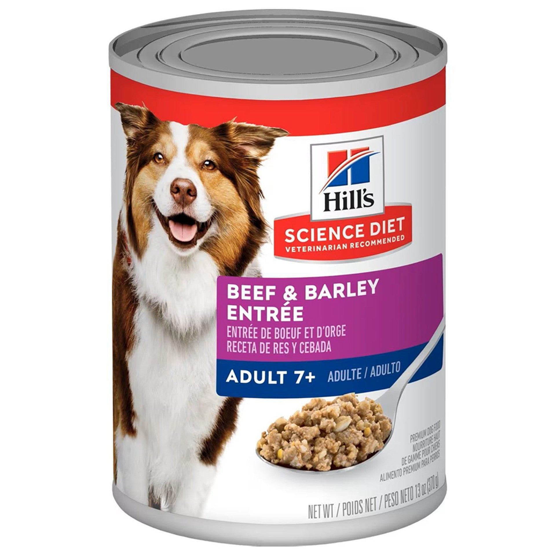 Hills science diet beef & barley entree adult 7+ wet canned dog food 13.2oz