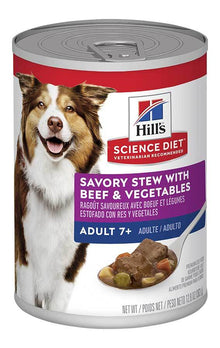 Hills science diet savory stew with beef & vegetables adult 7+ canned dog food