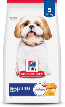 Hill's Science Diet Senior Adult 7+ Small Bites Chicken Meal, Barley & Rice Recipe Dry Dog Food, 5 - lb bag