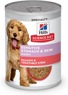 Hills science diet specialty sensitive stomach & skin salmon & vegetable stew canned dog food 12.5oz