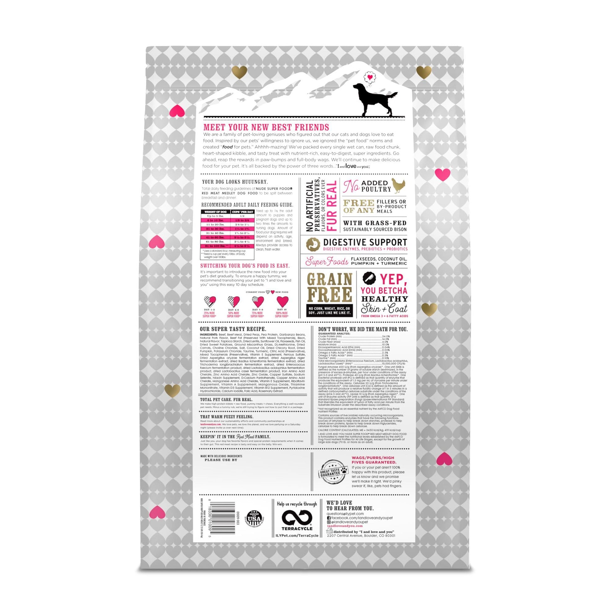 I and love and you Nude Super Food Dry Dog Food - Red Meat Medley - Prebiotic + Probiotic, Grain Free, Real Meat, No Fillers, 23lb Bag