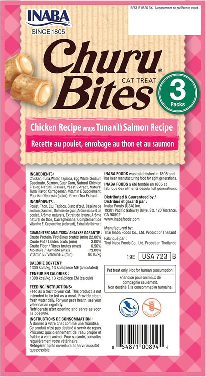 Inaba Churu bites cat treats chicken wraps tuna with salmon recipe 3packs