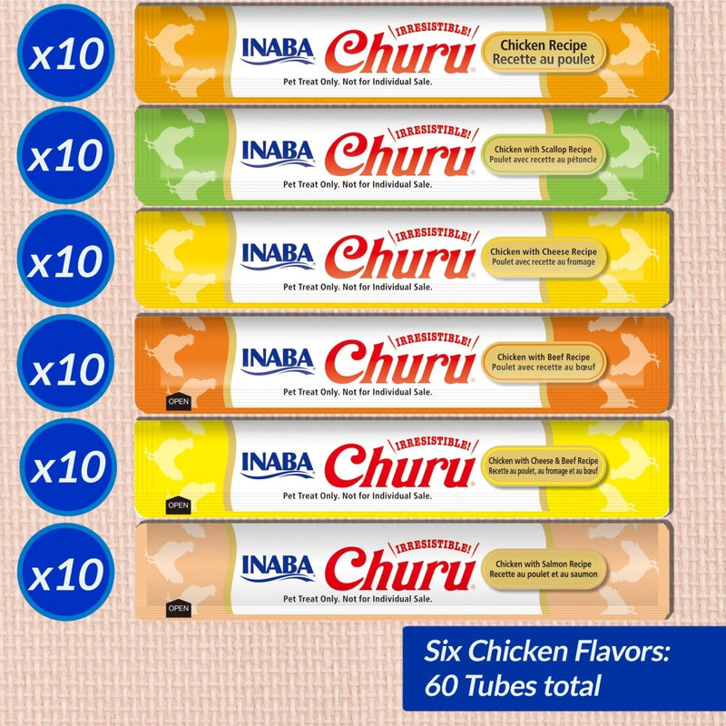 INABA Churu Grain - Free Creamy Purée Cat Treat - Chicken Variety - 60 Servings - cat treat - 850030015594