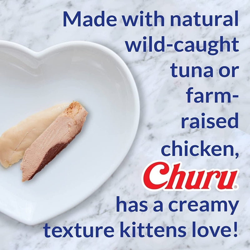 INABA Churu Grain - Free Creamy Purée Lickable Kitten Treats with DHA, EPA, Vitamin E & Taurine - Chicken Recipe - 0.5 Ounces Each - 4 Tubes - cat treat - 810100850333