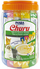 INABA Churu Grain - Free Squeezable Creamy Purée Cat Treat with Vitamin E & Taurine - Tuna & Chicken Variety - 0.5 Ounces Each Tube - 50 Tubes - cat treat - 857276007697