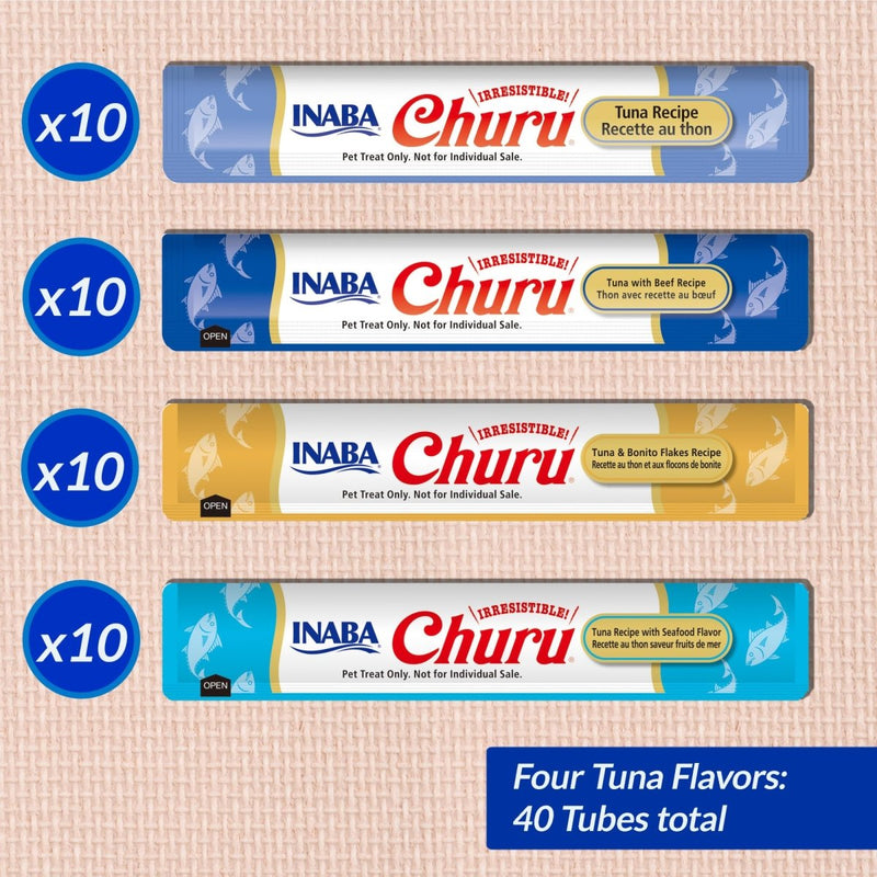 INABA Churu Grain - Free Squeezable Creamy Purée Cat Treat with Vitamin E & Taurine - Tuna Variety - 0.5 Ounces Each Tube - 40 Tubes - cat treat - 850030015518