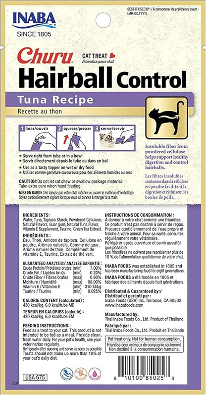 Inaba Churu hairball control tuna recipe 4 count