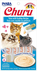 INABA Churu Lickable Purée Natural Cat Treats - Tuna with Scallop Recipe - 4 Tubes - lickable treat - 855958006587