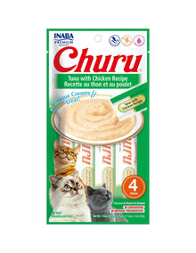 Inaba churu tuna with chicken recipe 4ct tubes purées cat treats