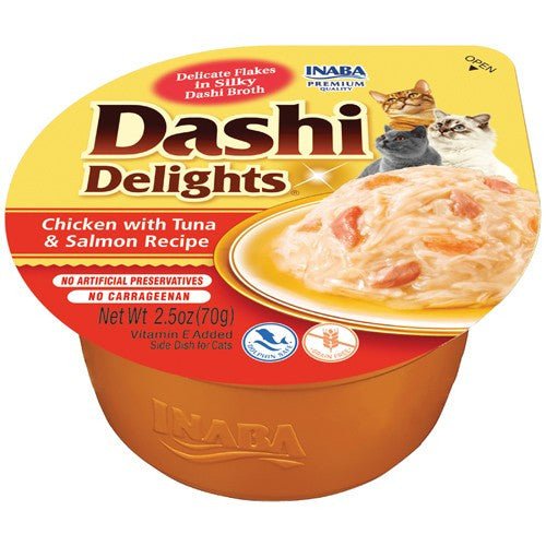 Inaba dashi delights chicken with tuna & salmon recipe 2.5oz wet cat food