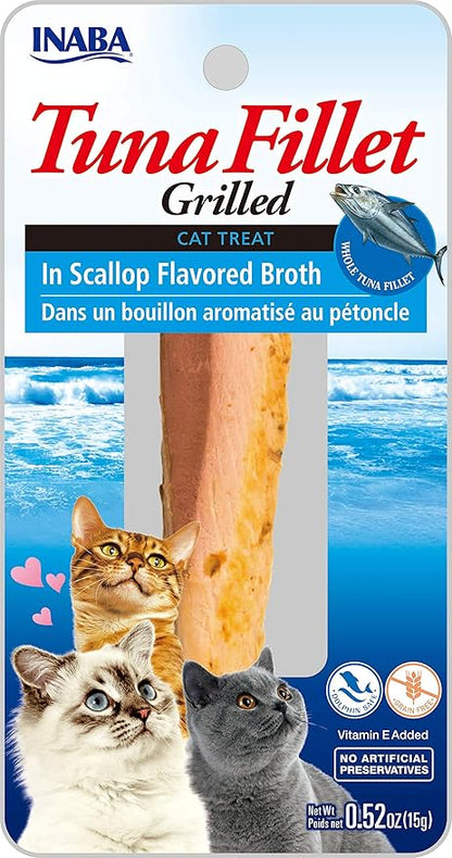 Inaba tuna fillet grilled cat treats in scallop flavored broth 0.52oz