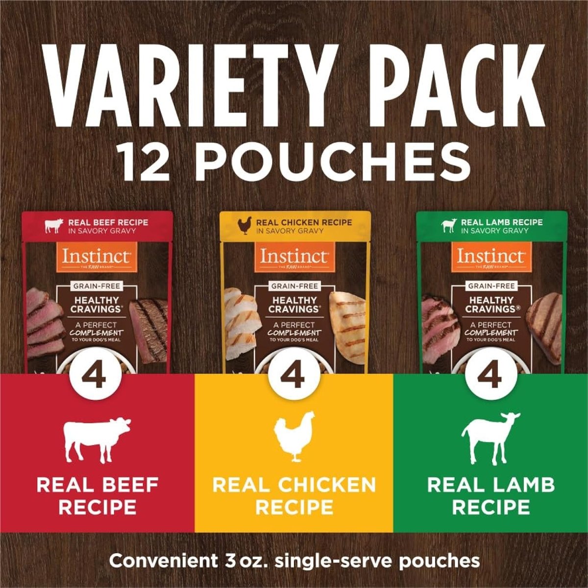 Instinct Healthy Cravings Grain Free Recipe Variety Pack Natural Wet Dog Food Topper by Nature's Variety, 3 Ounce (Pack of 12) - wet dog food - 769949617068