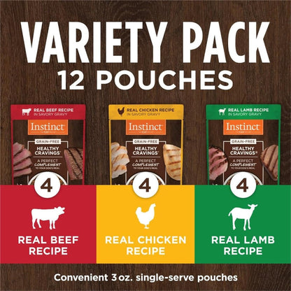 Instinct Healthy Cravings Grain Free Recipe Variety Pack Natural Wet Dog Food Topper by Nature's Variety, 3 Ounce (Pack of 12) - wet dog food - 769949617068