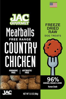 Jac gourmet meatballs chicken freeze dried dog treats