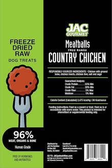 Jac gourmet meatballs chicken freeze dried dog treats