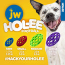 JW Pet Hol - ee Football Dog Toy Puzzle Ball, Natural Rubber, Medium (6.5 Inch Length), Colors May Vary - 618940431190