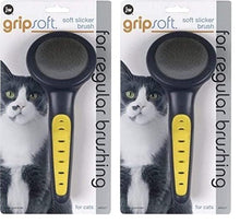 JW Petmate GripSoft Cat Brush, White/Blue, 2 Pack (Ideal for Long & Short Haired Cats, Undercoat Removal)
