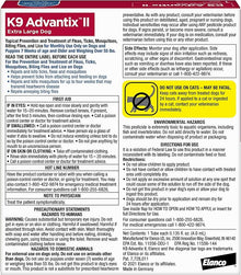 K9 Advantix ll flee and tick 1 dose