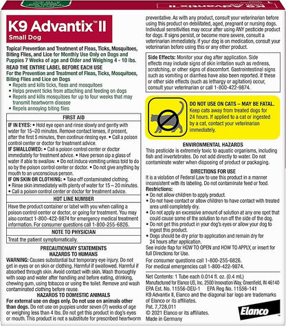 K9 Advantix ll tick and flea repellent small dog 1 dose